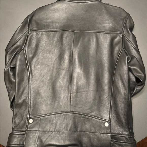Zara Men's Black Leather Moto Jacket - Picture 6 of 7